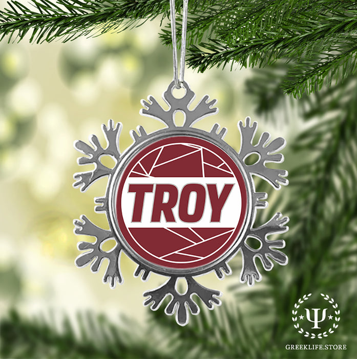 Troy University Christmas Ornament - Snowflake Metal