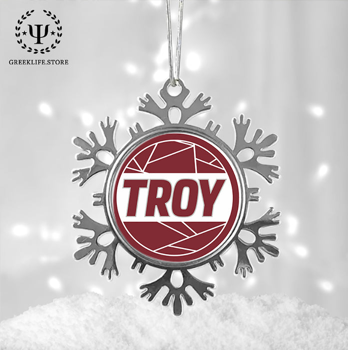 Troy University Christmas Ornament - Snowflake Metal