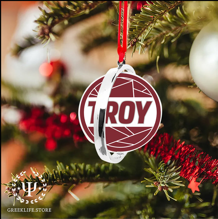 Troy University Christmas Reversible Flat Round Ornament