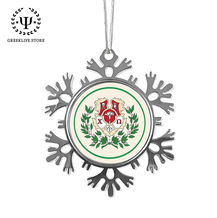 Chi Omega Christmas Ornament - Snowflake Metal