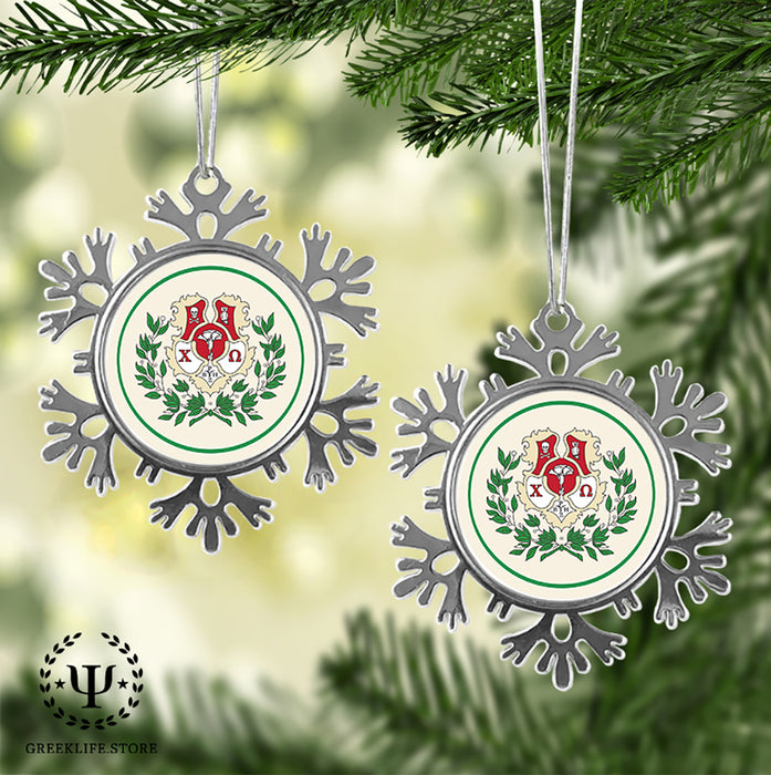 Chi Omega Christmas Ornament - Snowflake Metal