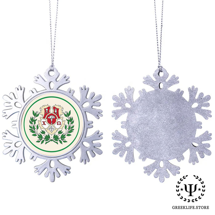 Chi Omega Christmas Ornament - Snowflake Metal