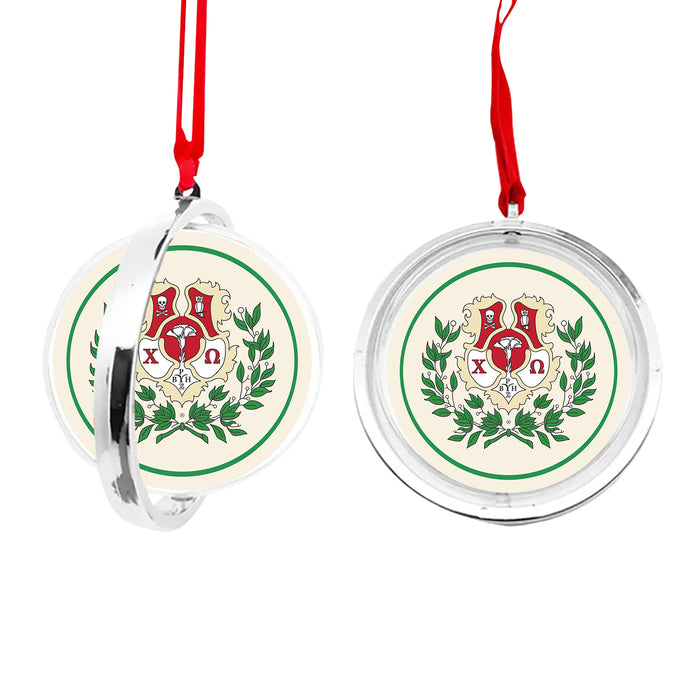 Chi Omega Christmas Reversible Flat Round Ornament