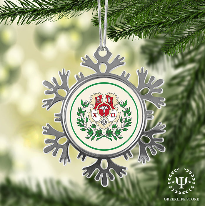 Chi Omega Christmas Ornament - Snowflake Metal