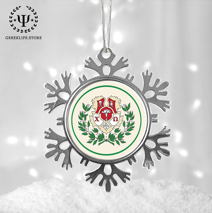Chi Omega Christmas Ornament - Snowflake Metal