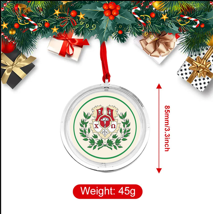 Chi Omega Christmas Reversible Flat Round Ornament