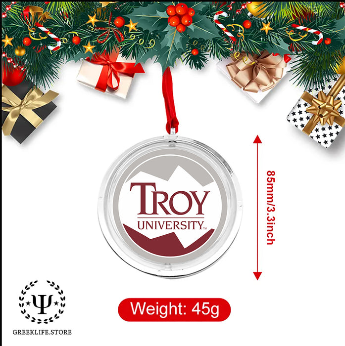 Troy University Christmas Reversible Flat Round Ornament