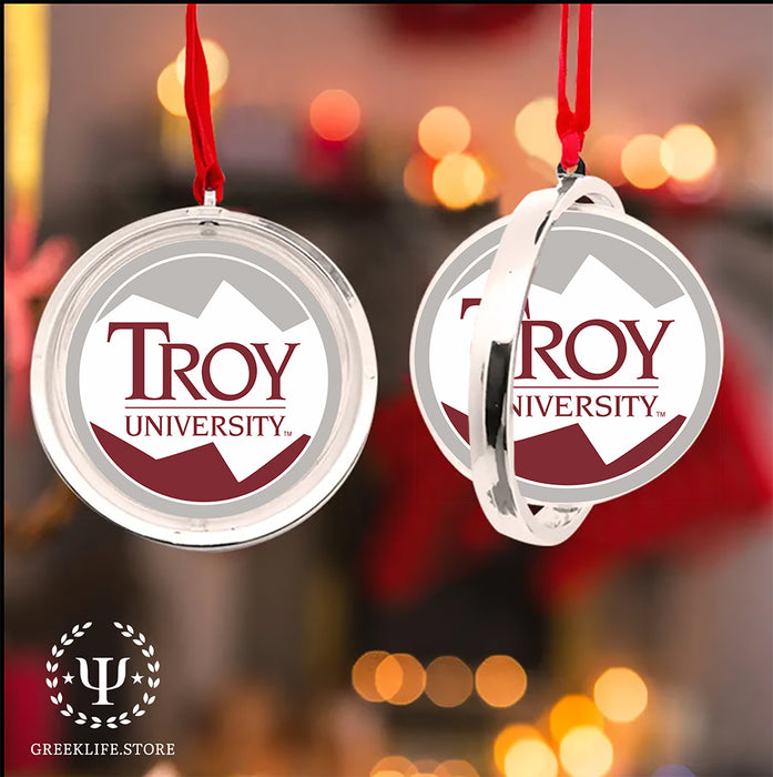 Troy University Christmas Reversible Flat Round Ornament