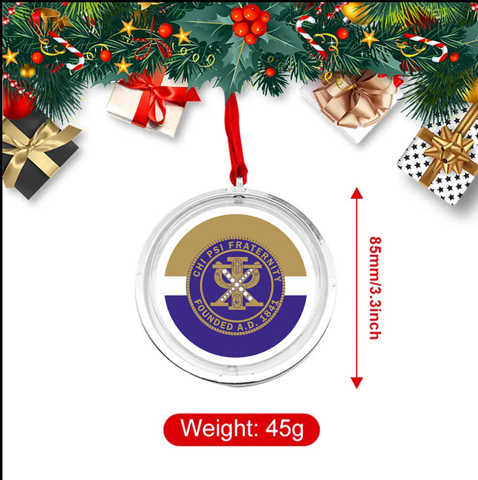 Chi Psi Christmas Reversible Flat Round Ornament