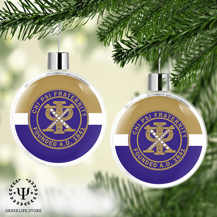 Chi Psi Christmas Ornament Flat Round