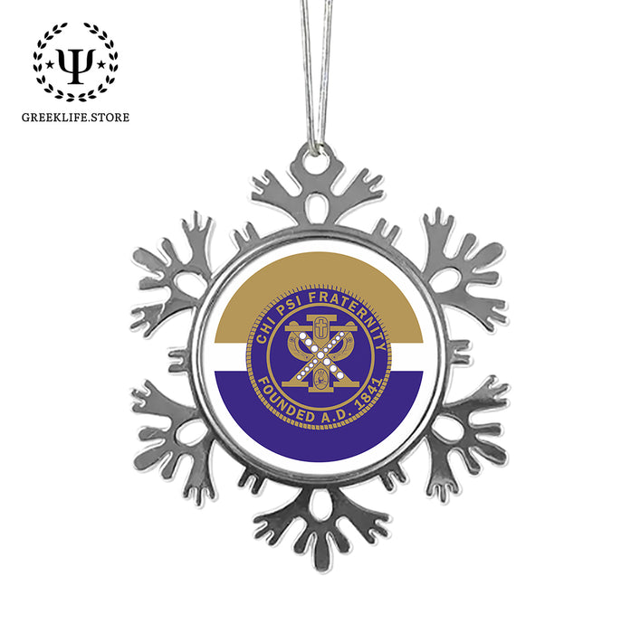 Chi Psi Christmas Ornament - Snowflake Metal