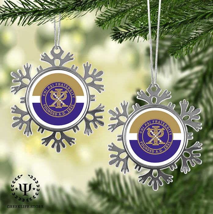 Chi Psi Christmas Ornament - Snowflake Metal