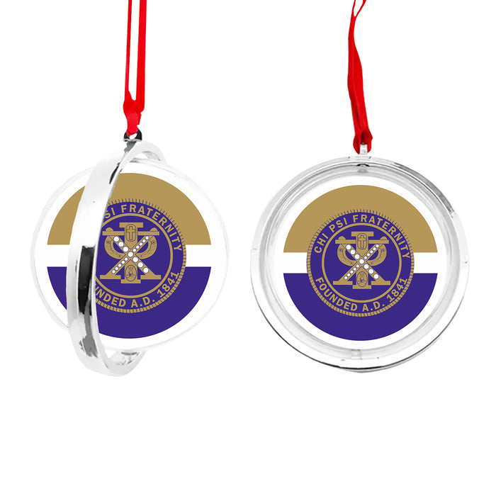 Chi Psi Christmas Reversible Flat Round Ornament