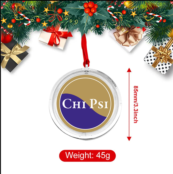 Chi Psi Christmas Reversible Flat Round Ornament