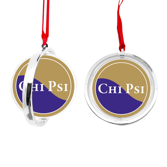Chi Psi Christmas Reversible Flat Round Ornament