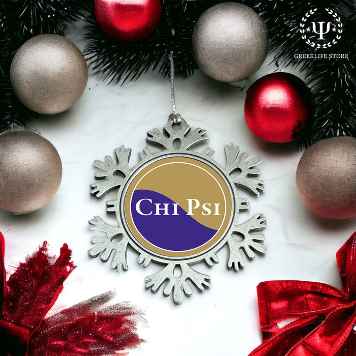 Chi Psi Christmas Ornament - Snowflake Metal