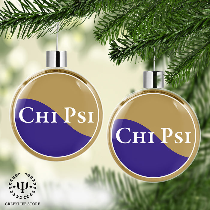 Chi Psi Christmas Ornament Flat Round