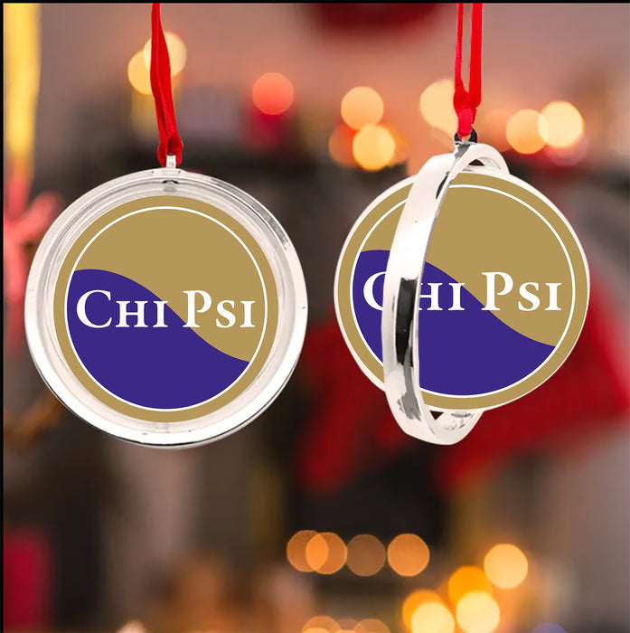 Chi Psi Christmas Reversible Flat Round Ornament