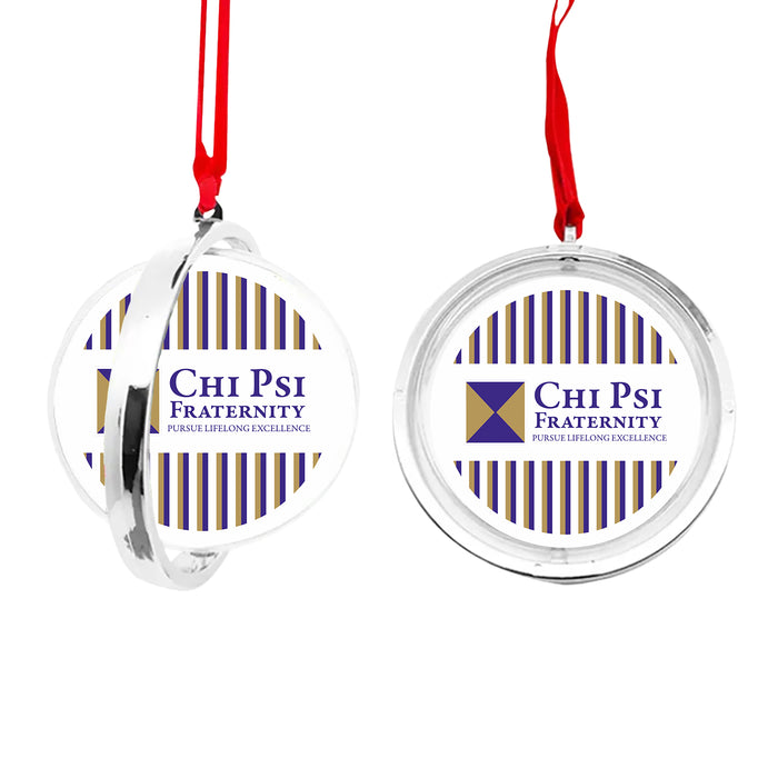 Chi Psi Christmas Reversible Flat Round Ornament