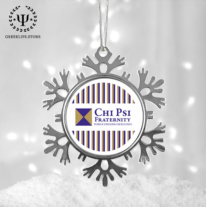 Chi Psi Christmas Ornament - Snowflake Metal