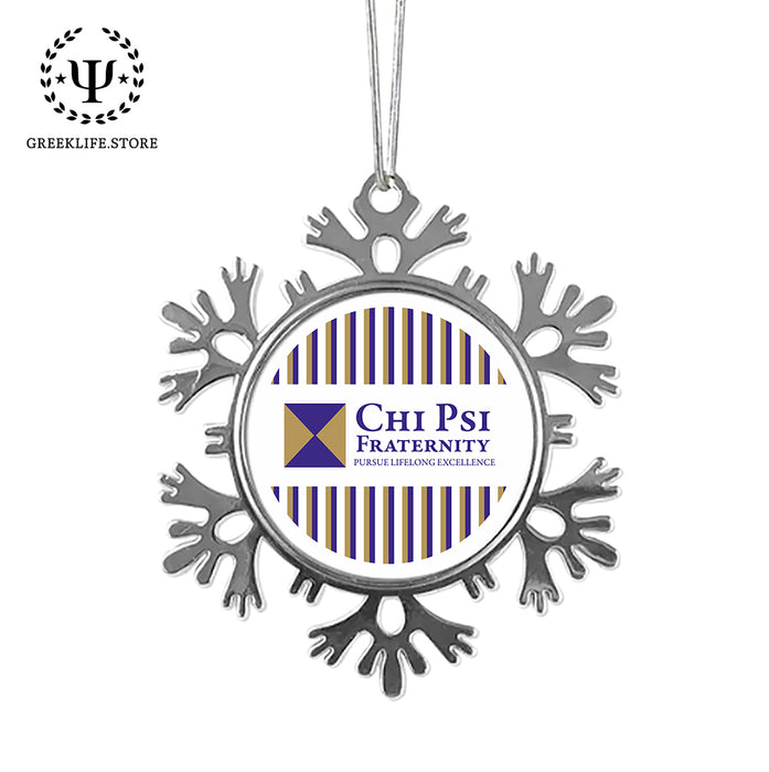 Chi Psi Christmas Ornament - Snowflake Metal