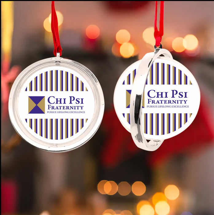 Chi Psi Christmas Reversible Flat Round Ornament