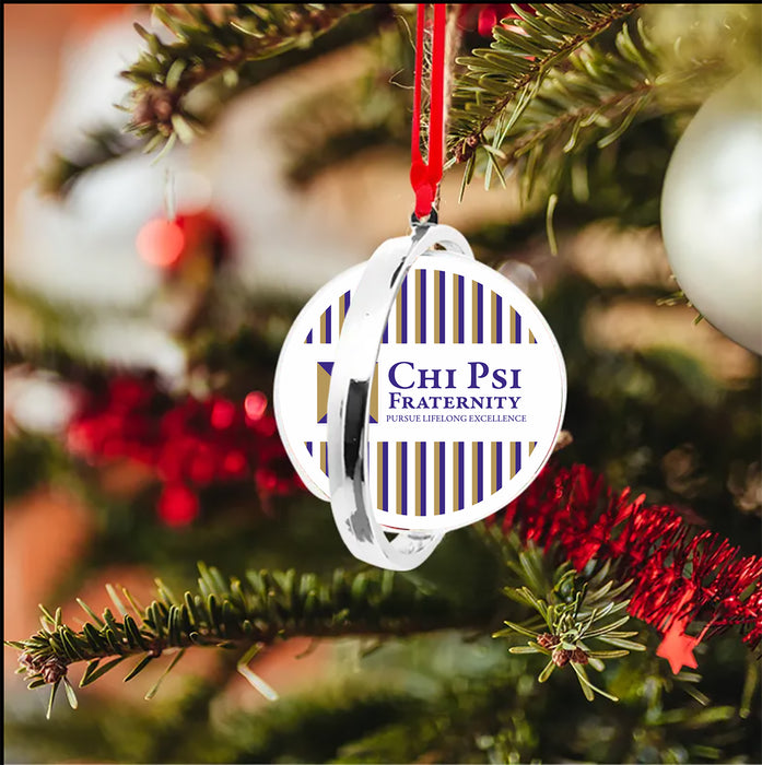 Chi Psi Christmas Reversible Flat Round Ornament