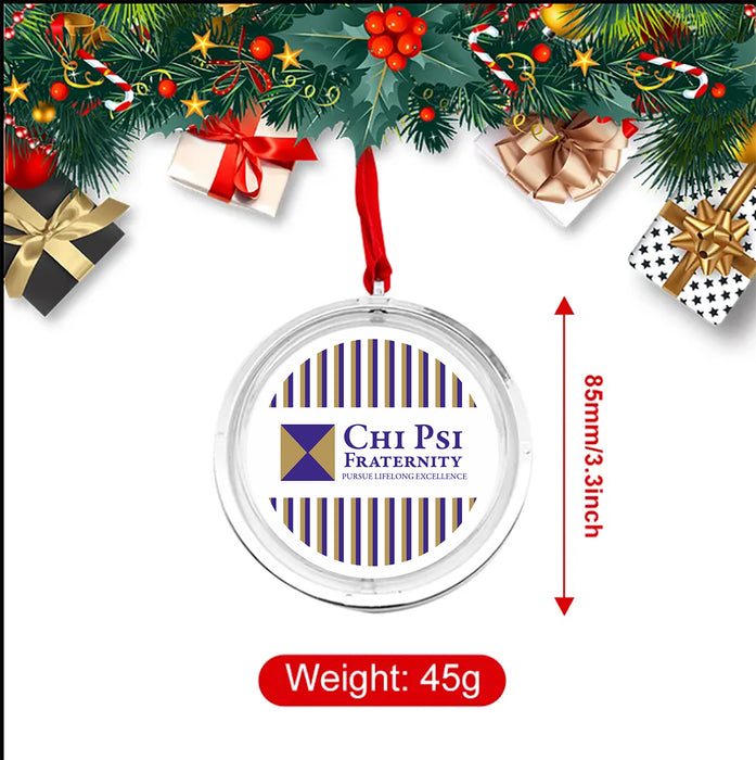 Chi Psi Christmas Reversible Flat Round Ornament