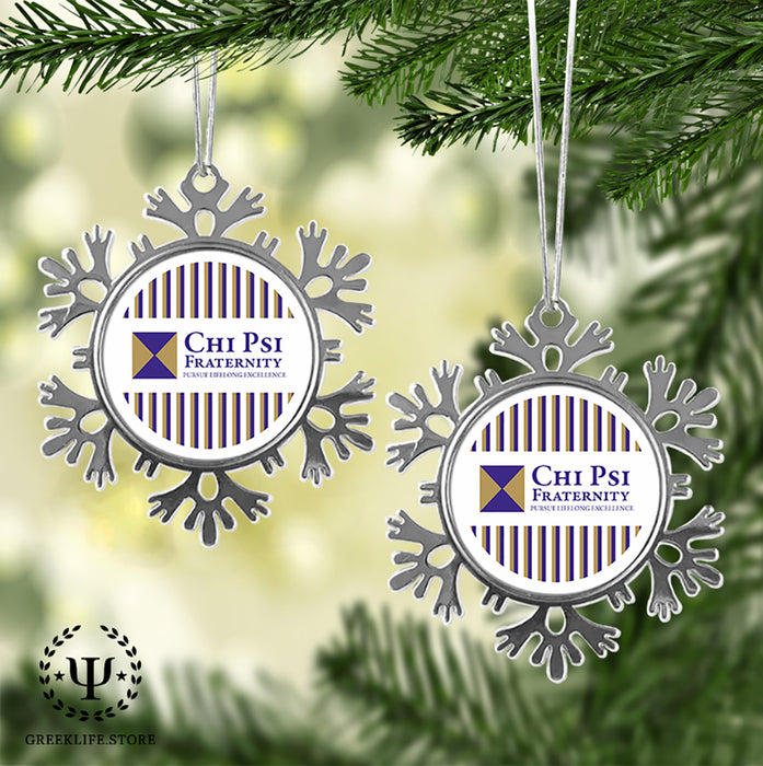 Chi Psi Christmas Ornament - Snowflake Metal