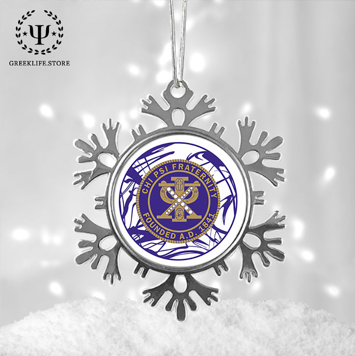 Chi Psi Christmas Ornament - Snowflake Metal