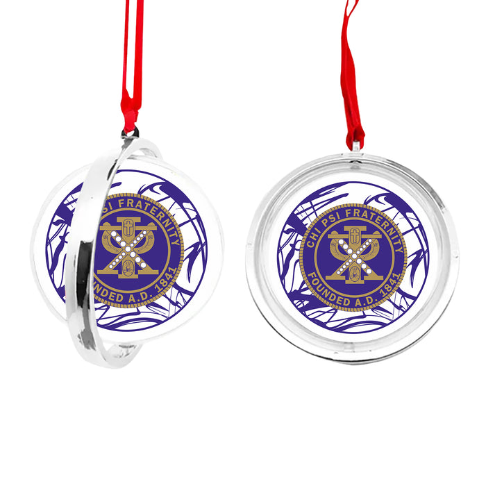 Chi Psi Christmas Reversible Flat Round Ornament