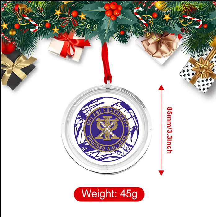 Chi Psi Christmas Reversible Flat Round Ornament