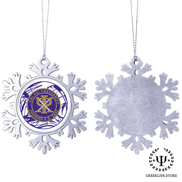Chi Psi Christmas Ornament - Snowflake Metal