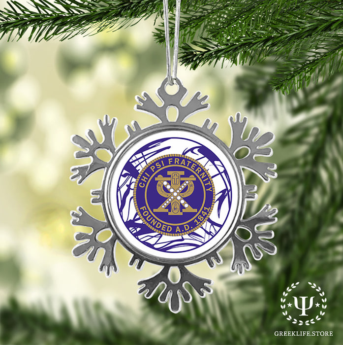 Chi Psi Christmas Ornament - Snowflake Metal