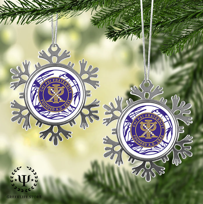 Chi Psi Christmas Ornament - Snowflake Metal