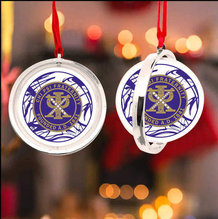 Chi Psi Christmas Reversible Flat Round Ornament