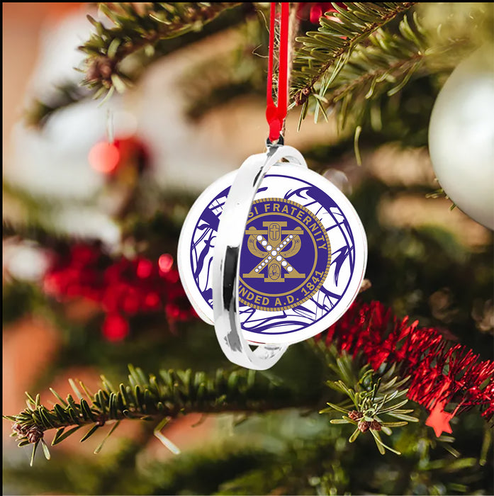 Chi Psi Christmas Reversible Flat Round Ornament