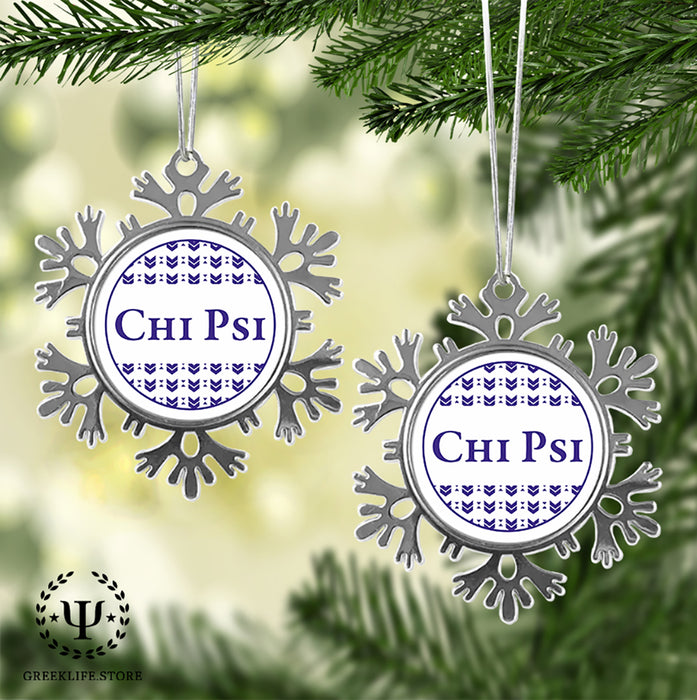 Chi Psi Christmas Ornament - Snowflake Metal