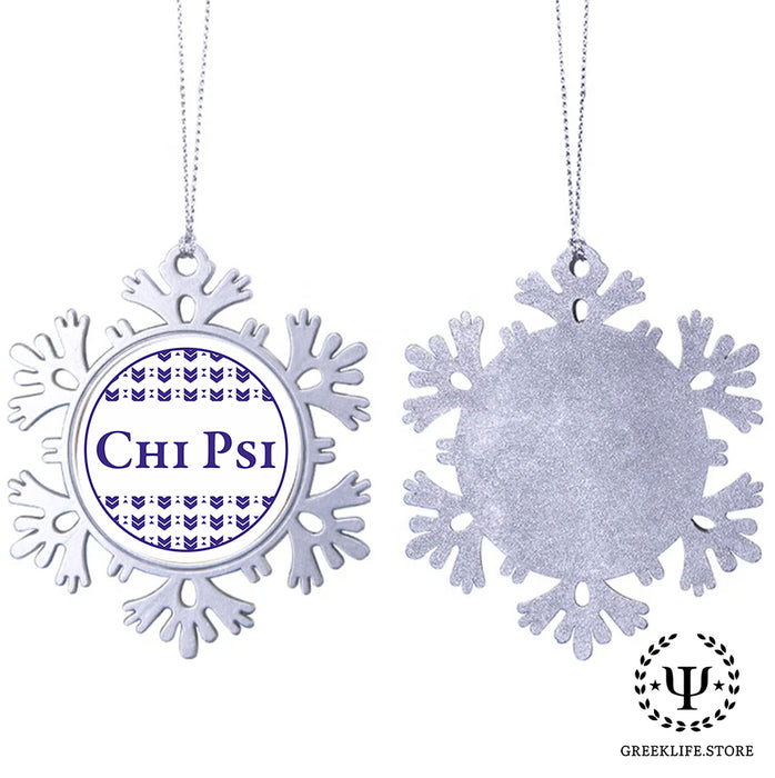 Chi Psi Christmas Ornament - Snowflake Metal