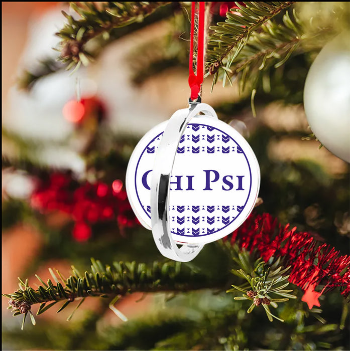 Chi Psi Christmas Reversible Flat Round Ornament