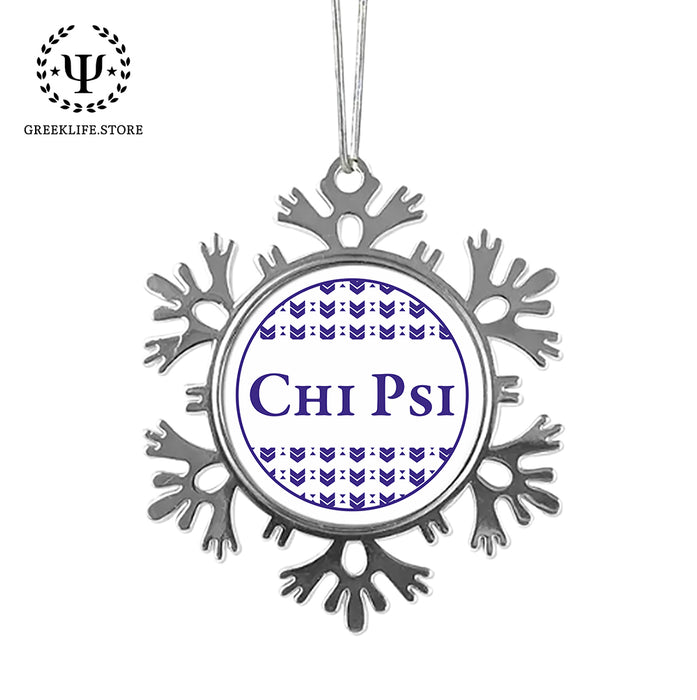 Chi Psi Christmas Ornament - Snowflake Metal