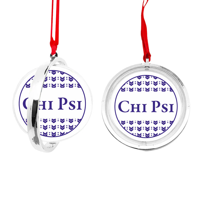 Chi Psi Christmas Reversible Flat Round Ornament