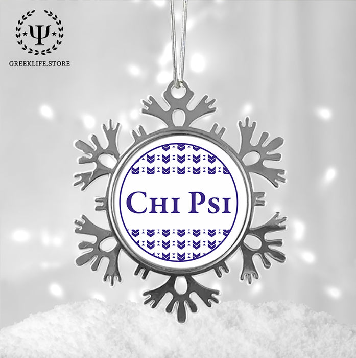 Chi Psi Christmas Ornament - Snowflake Metal