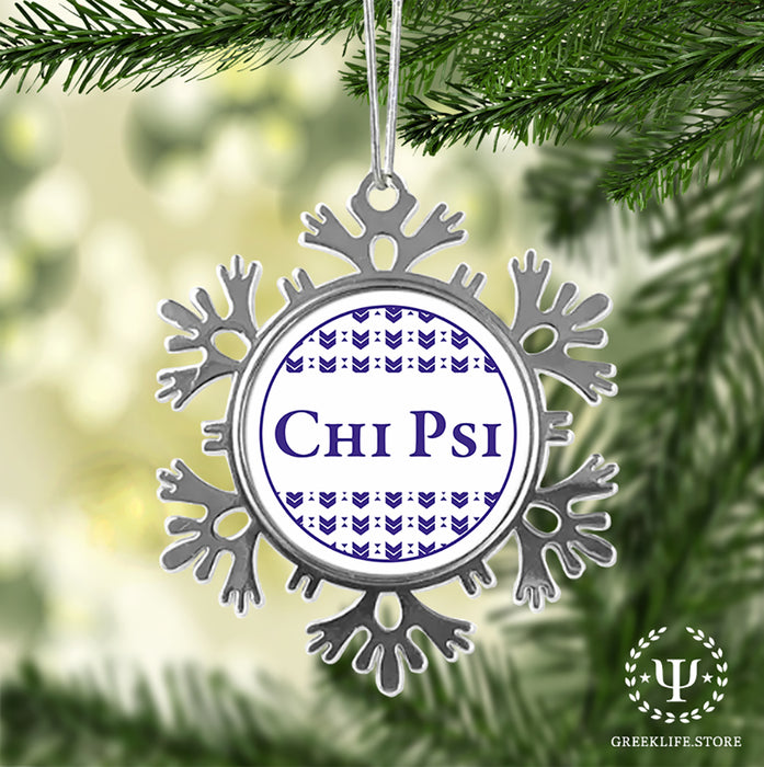Chi Psi Christmas Ornament - Snowflake Metal