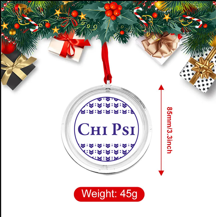 Chi Psi Christmas Reversible Flat Round Ornament