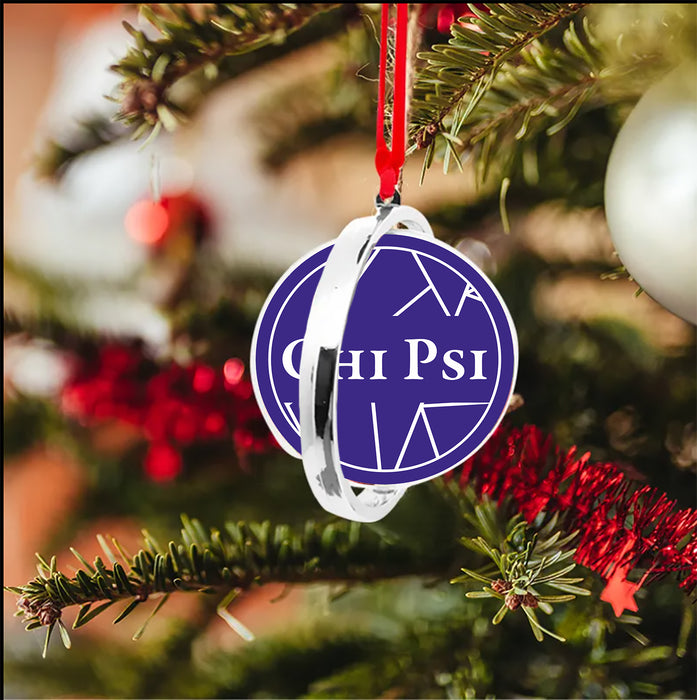 Chi Psi Christmas Reversible Flat Round Ornament