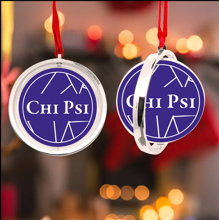 Chi Psi Christmas Reversible Flat Round Ornament