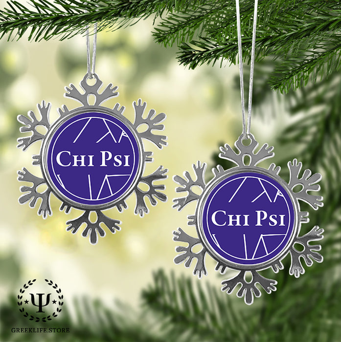 Chi Psi Christmas Ornament - Snowflake Metal