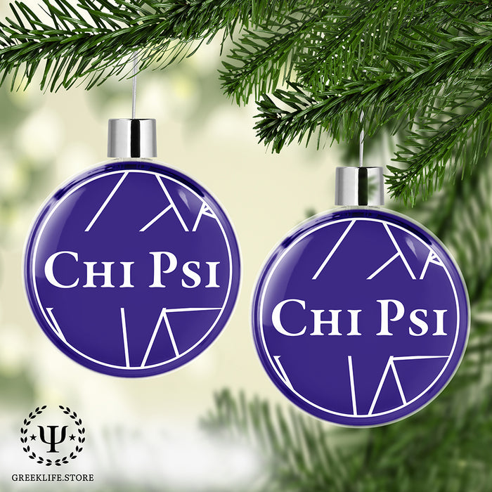 Chi Psi Christmas Ornament Flat Round