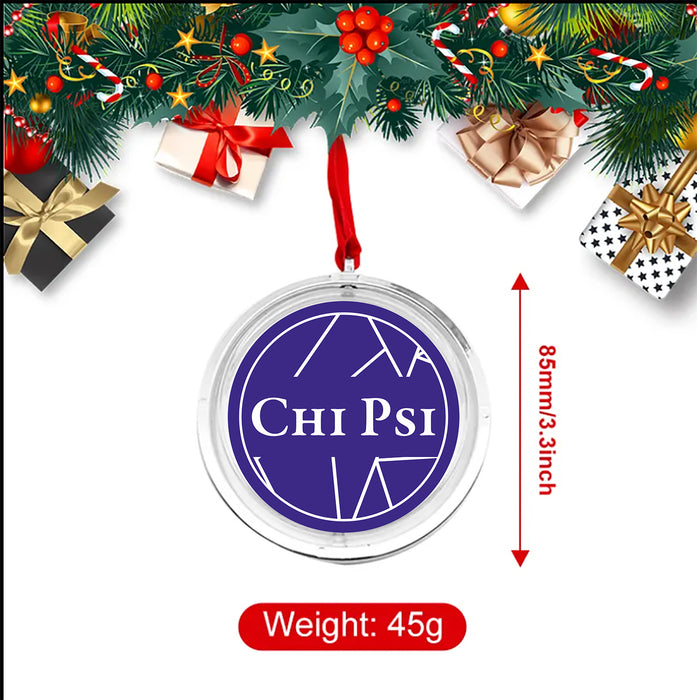 Chi Psi Christmas Reversible Flat Round Ornament